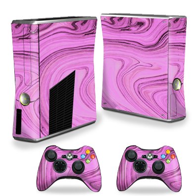 - Skin Decal Wrap for Xbox 360 S Slim + 2 controllers Pink Thai Marble