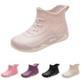 thumbnail image 2 of XIMIN Women's Waterproof and Wear-Resistant Rubber Ankle Rain Boots Lace Up Platform Wedge Heel Round Toe Solid Color Non-Slip Outdoor Garden Work Rain Boots, 2 of 6