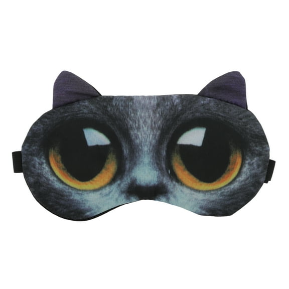 Unique Bargains 1 Pc Portable Cat Sleep Mask for Hotel Dark Gray Fleece