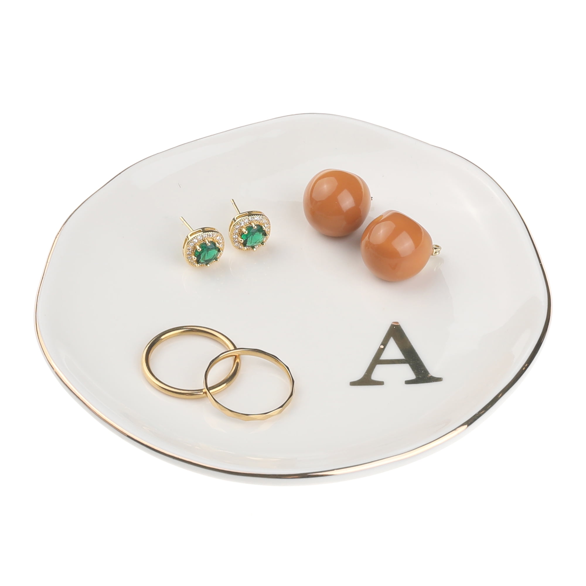 Unique Bargains Ceramic Jewelry Tray Decorative Trinket Dish Gifts Jewelry Boxes White-A