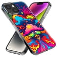 thumbnail image 2 of MUNDAZE Apple iPhone 13 Pro Shockproof Clear Hybrid Protective Phone Case Neon Rainbow Psychedelic Trippy Hippie Bomb Star Dream, 2 of 5