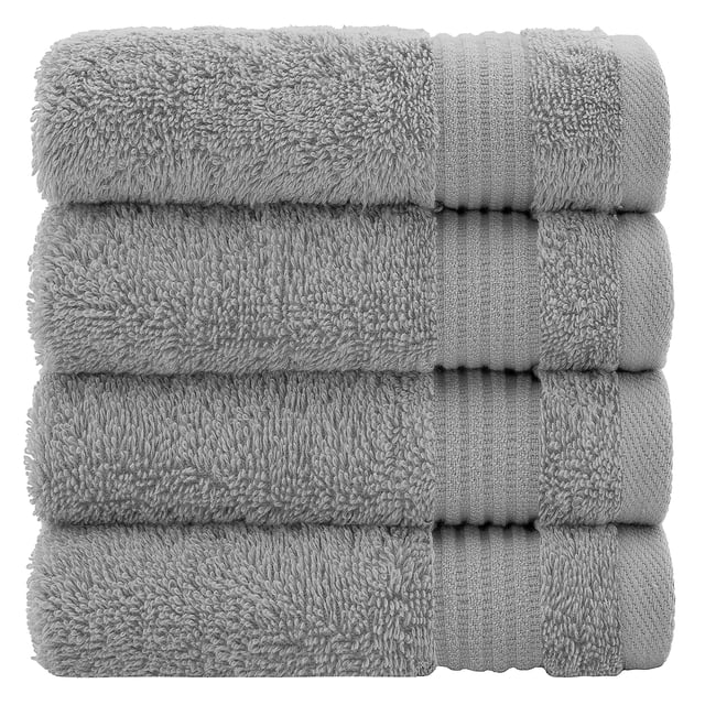 Toallitas turcas Cotton Paradise, 100% algodón, para baño, 4 piezas, suaves y absorbentes, pequeñas, toallitas para el cuerpo, paños de color gris claro