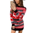thumbnail image 1 of FOCUSNORM Robe de Chandail de Noël pour Femmes Juniors, Robe en Tricot à Manches Longues à Col Rond, 1 of 7