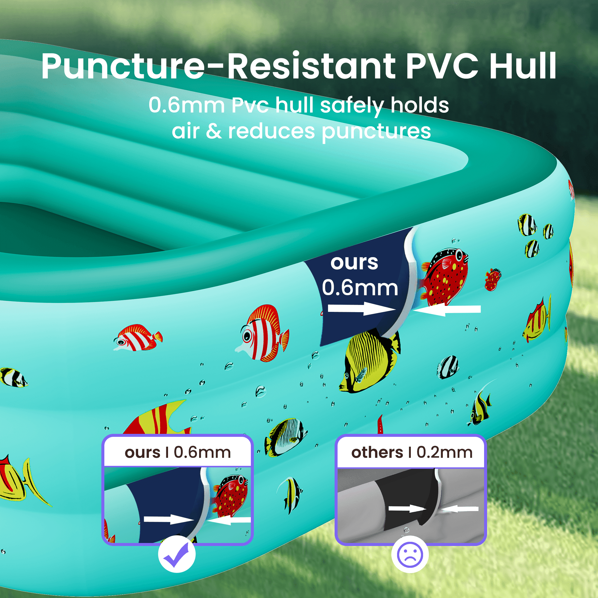 GVDV Inflatable Pool, 9.83 x 6 x 1.83 ft Family Swimming Pools for Kids, Toddlers, Infant, Adult, Rectangular, Thickened