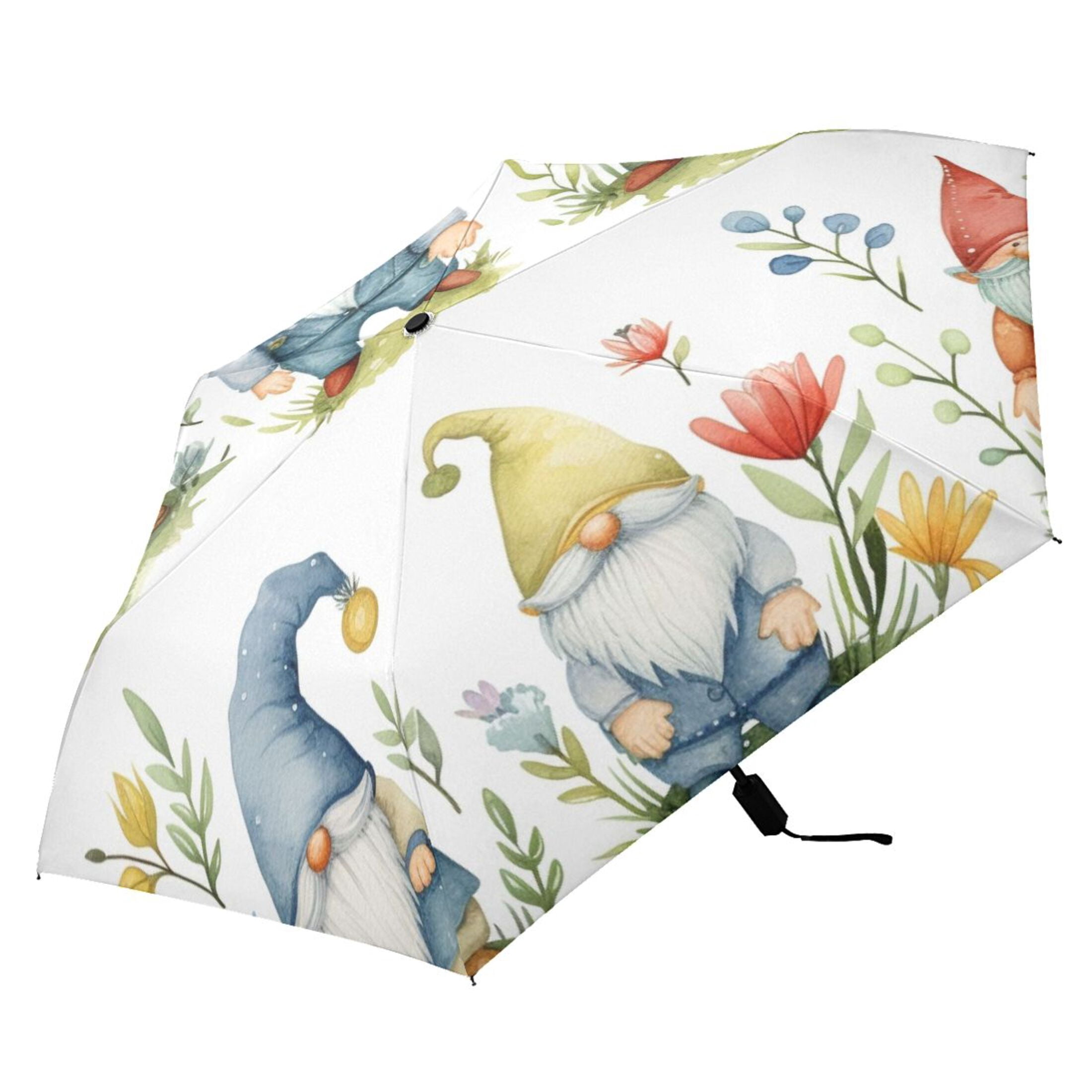 Dwarfs Flowers Plants Compact Sun Umbrella Windproof Travel Umbrellas for Rain Strong Portable UV Protection