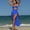 Blue, variant on Women 2 Piece Swimsuit Set, Metal Ring Cutout One Piece Monokini With Side Tie Sheer Mesh Long Wrap Skirt Cover Up, Solid Color Sexy Beach Bikini Bathing Suit