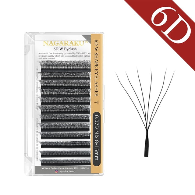 NAGARAKU Floración automática Forma de W Floración 3D 4D 5D 6D Ventiladores prefabricados Extensiones de pestañas Luz suave natural Pestañas individuales Dengxun unisex