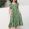thumbnail image 3 of Lvshlubb Floral Dresses for Girls 10-12 Fashion Casual A-Line Dress Crewneck Fly Sleeve Party Dress with Pockets, 3 of 6