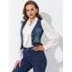 thumbnail image 2 of Allegra K Chaleco de mezclilla para mujer con cuello en V y botones sin mangas, informal, chaqueta vaquera Azul oscuro L, 2 of 5