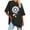 Black, variant on WREESH Loose Short Sleeve Printed T-Shirts Women's Oversized Casual Tops Black