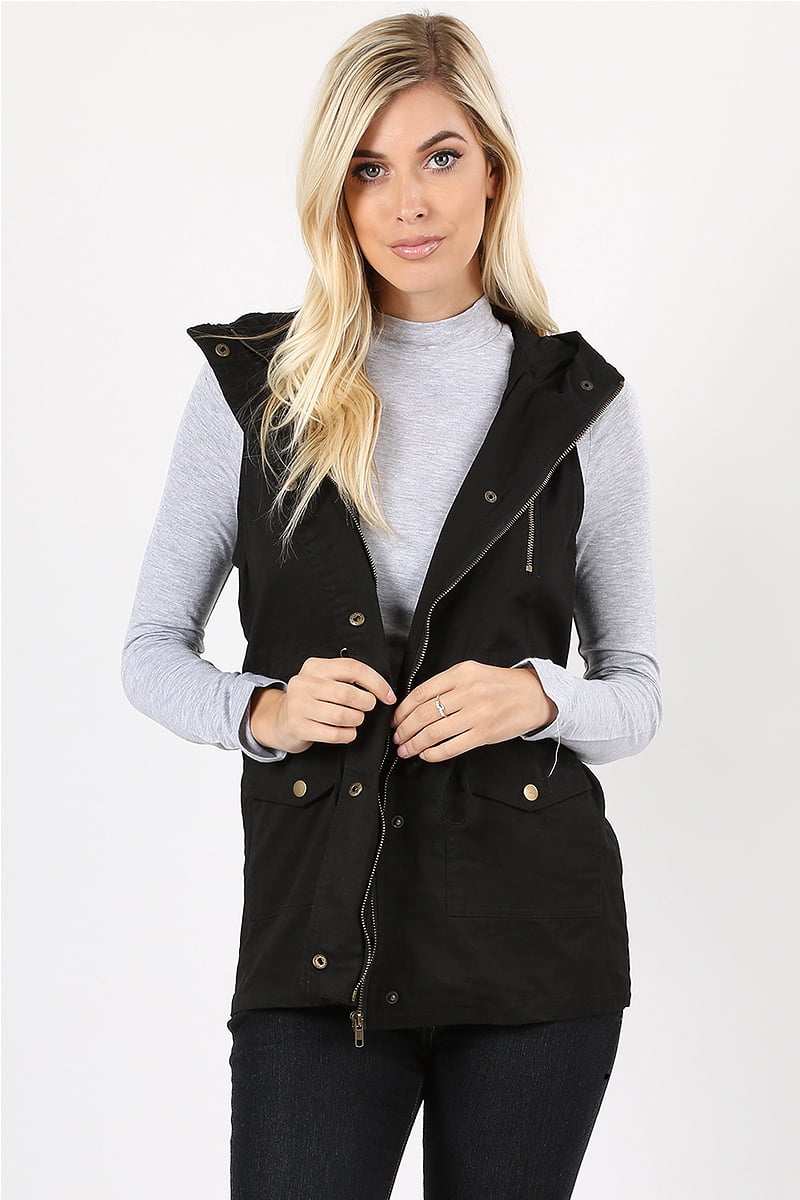 womens sleeveless hoodie vest