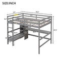 thumbnail image 7 of Full Size Loft Bed, Wooden Loft Bed with Storage Shelves and Under-Bed Desk, Study Bedframe with Built-in Ladder and Full-Length Guardrail for Kids Teens Adult, Space-Saving, No Spring Box Needed,Gray, 7 of 7