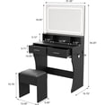 thumbnail image 2 of Black Modern Vanity Desk Set with 31.5" Large LED Lighted Mirror, 3 Color Lighting Modes, 2 Drawers, Built-in Power Outlet and Cushioned Stool, Makeup Dressing Table for Bedroom, 2 of 6