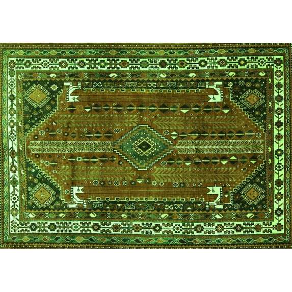 Ahgly Company Indoor Rectangle Persian Green Traditional Area Rugs, 7' x 9'