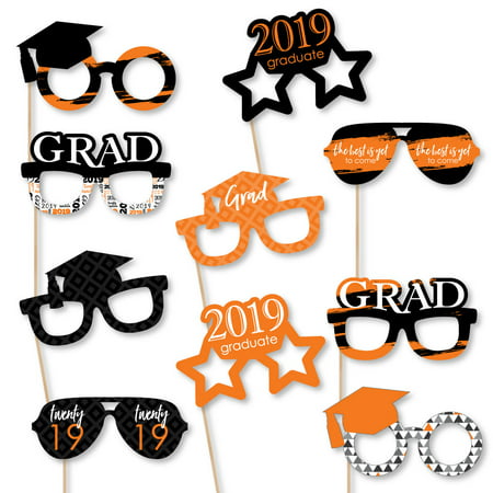 Orange Grad - Best is Yet to Come - Glasses - Orange 2019 Paper Card Stock Graduation Photo Booth Props Kit - 10 (Best Iphone Photos 2019)