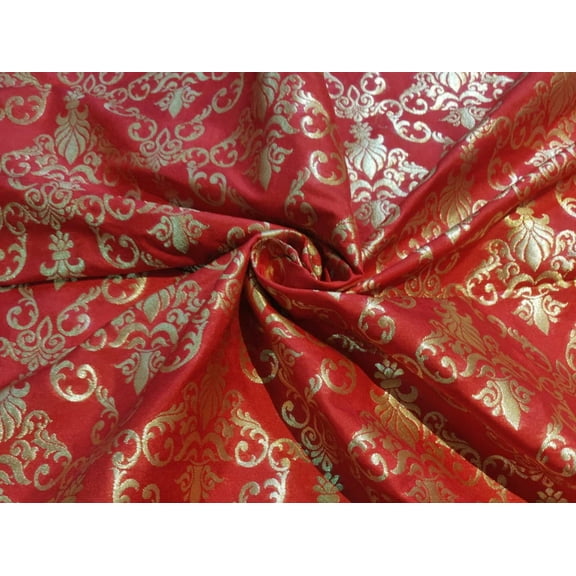 Silk Brocade fabric red x metallic gold color 44" wide BRO790B[1]
