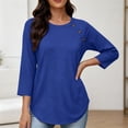 thumbnail image 6 of Otntypg Womens Blouses Dressy Casual 3/4 Length Sleeve Tops Spring Summer Business Work Crewneck T-Shirts Casual Beach Vacation Tunic Shirt, 6 of 7