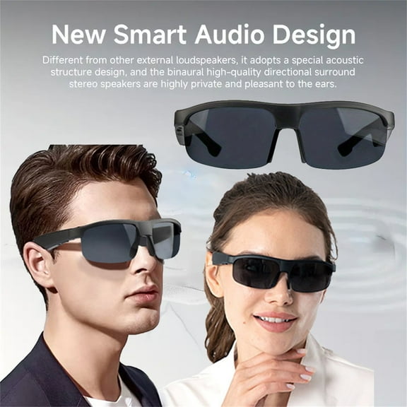 Smart Glasses , Unisex Smart Sunglasses with Bluetooth, Smart Touch Audio Glasses for Adult, Black