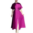 thumbnail image 5 of Dresses for Women Solid Color Fashionable Round Neck Short Sleeve Dress, Hot Pink M on Clearance, 5 of 8