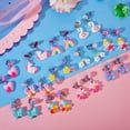 thumbnail image 5 of PinkSheep 12 Pairs Clip On Earrings for Girls, Kids Unicorns Flowers Rainbow  Butterflies Dangle Earrings Set Dress up Jewelries for Child, 5 of 8