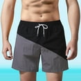 thumbnail image 2 of Yaoyar Men's Color Block Drawstring Pocketed Elastic Waist Ocean Surf Swim Trunks Ice Silk Quick Dry ‌Knee-Length TrousersGym Running Shorts,Dark Gray,2XL, 2 of 7