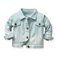 thumbnail image 2 of Karoyedx Jackets for Kids Jean Jacket for Boys Girls Toddler Patch Jean Jacket Kids Denim Jacket Coat Back to School Outfits Light Green Size,5-6 Years, 2 of 4