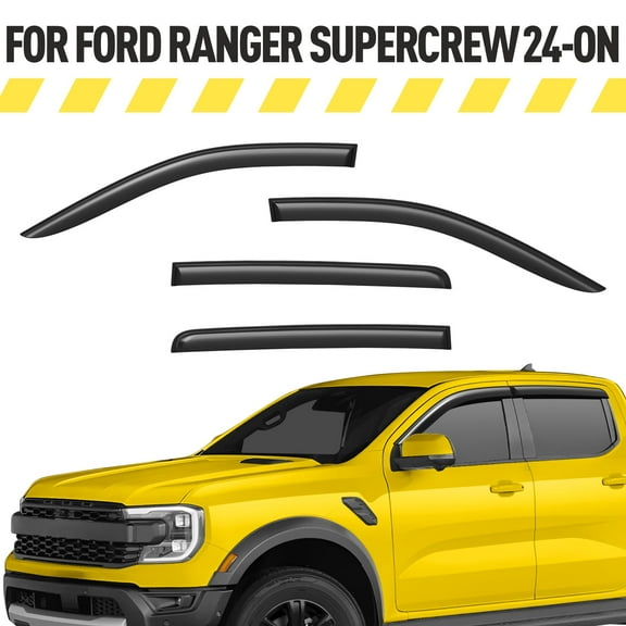 Extra Durable Window Deflectors Tape-On Window Visors Rain Guards Fit for Ford Ranger 2024 SuperCrew, Sun Visors, Wind Vent Visors, Window vent shades, Exterior Car Accessories - 4 pcs. AG0745