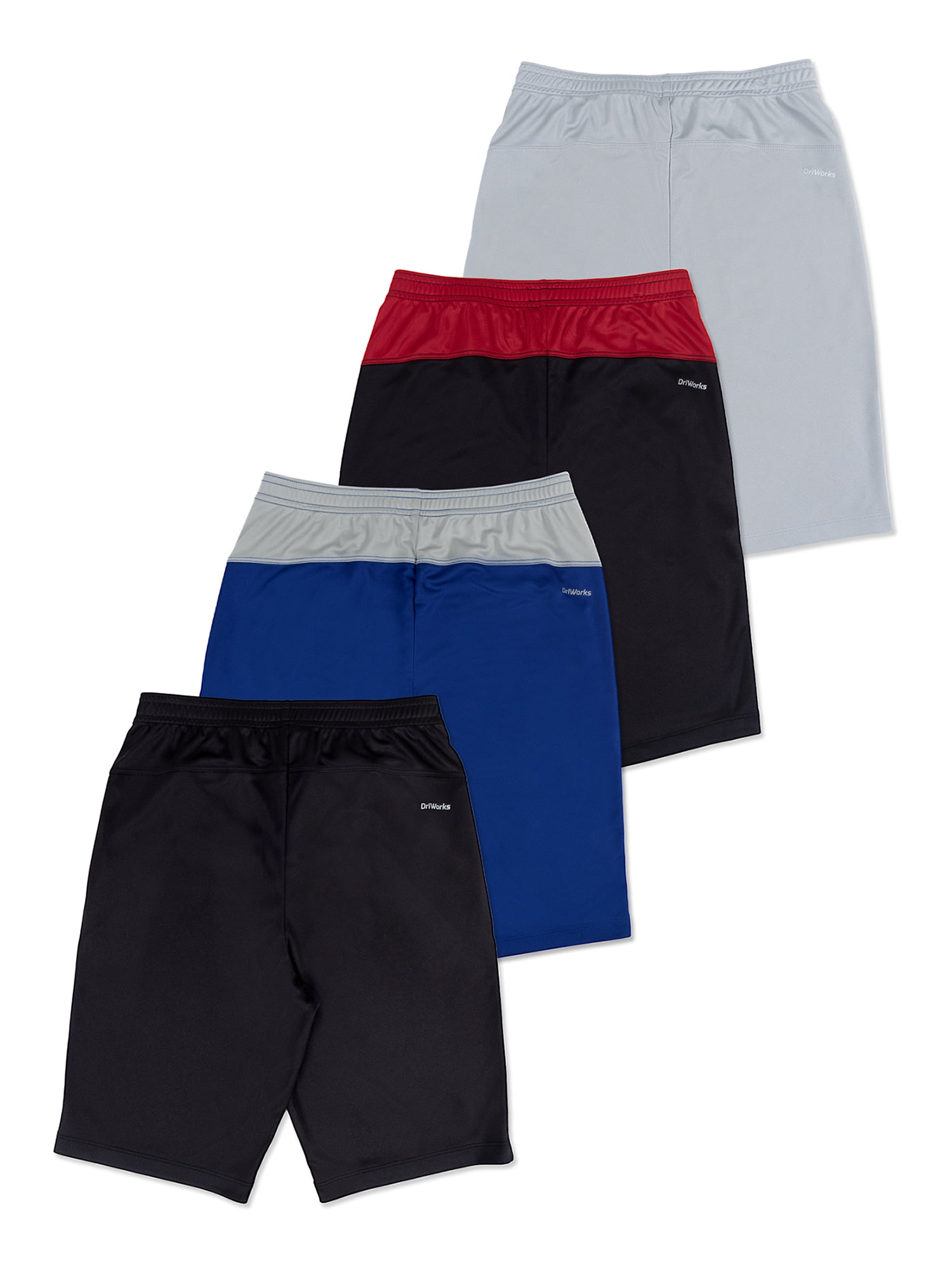 Athletic Works Boys Active Shorts, 4-Pack Bundle, Sizes 4-18 & Husky