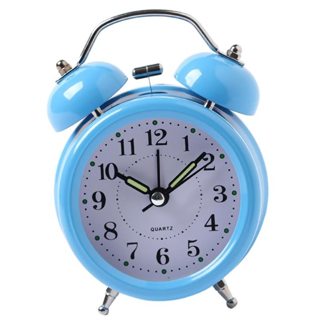 Doble campanas que suenan despertadores Manual mecánico escritorio estudio reloj 3'' Azul Zulema Bell Clock Chime Clock