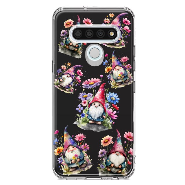 MUNDAZE LG Stylo 6 Cute Pink Purple Cosmos Flowers Gnomes Spring Floral Double Layer Phone Case Cover