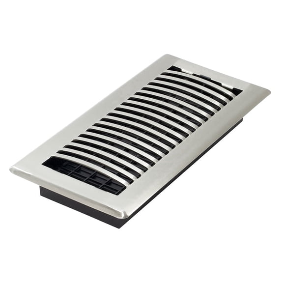 Decor Grates 4x10 Louvered Steel HVAC Floor Register Vent Cover, Adjustable Airflow Control, Brushed Nickel, 1 Pack