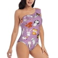 thumbnail image 3 of Pofeuu Lovely Animals Print Women's One Piece Swimsuits One Shoulder Swimwear Asymmetric Ruffle Monokinis Bathing Suits-Large, 3 of 6