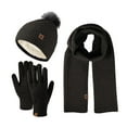 thumbnail image 3 of HNMKIU Winter Wool Knitted Set for Women and Men with Windproof Gloves Cozy Scarf and Velvet Lined Hat Black,One Size, 3 of 4