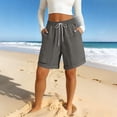 thumbnail image 5 of Only Moment Women's Drawstring Sweat Shorts Jute Casual Elastic High Waisted Wide Leg Cute Dressy Beach Shorts 2026 Vacation Beach Clothes Bike Shorts Wowomen Dark Gray,S, 5 of 7