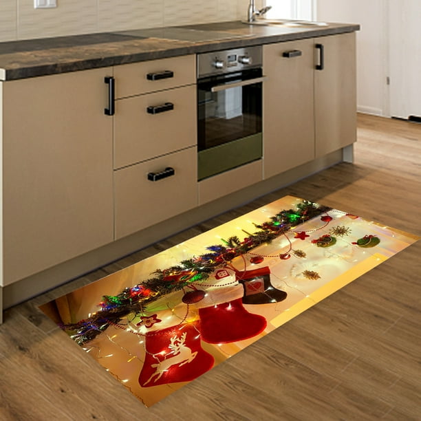mbrilla de Puerta con Decoración Navideña Impresa, mbra de Navidad Suave, mbrilla de 3D para Puerta, mbra Antideslizante, Estilo 4 60x180cm Yotijar Alfombra de área de cocina