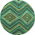 thumbnail image 1 of Ahgly Company Machine Washable Indoor Round Southwestern Turquoise Blue Country Area Rugs, 7' Round, 1 of 4