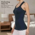 thumbnail image 3 of COUVER Women's Seamless Lace Trim V-Neck Racerback Tank Top, Raspberry, One Size, 3 of 6