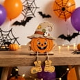 thumbnail image 6 of Wooden Halloween Pumpkin Decoration 6 in - Natural Wood Tabletop Ornament Sign Accent Display for Fireplace Mantel Shelf Tiered Tray Fall Harvest Decor Accent, 6 of 7