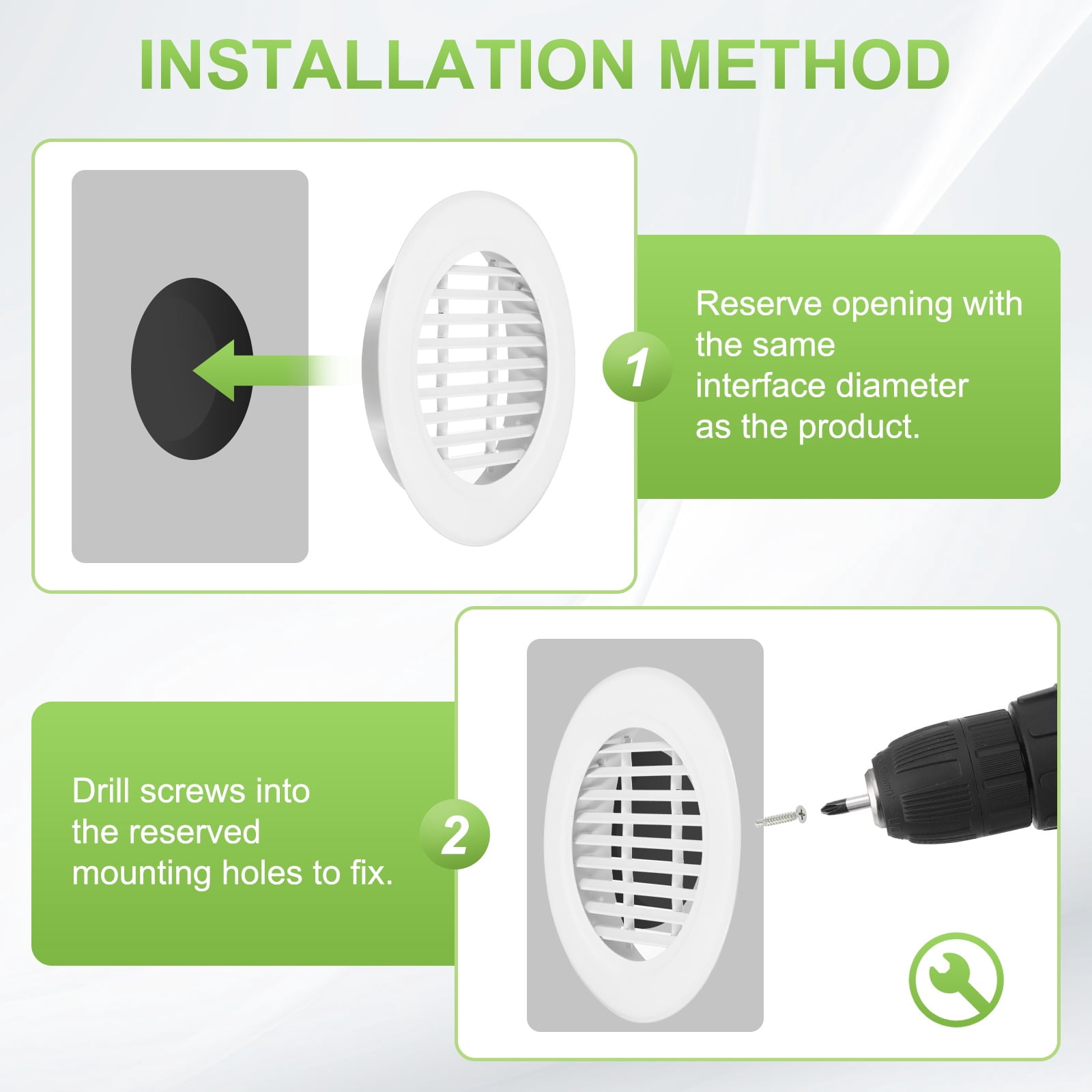 Uxcell 13.7" Round Air Vent, 17 Degrees Louver Grille Cover Aluminum Alloy Soffit Vent HVAC Ventilation for Ceiling Wall Roofing Bathroom Kitchen Garage Duct Shed Garage, White