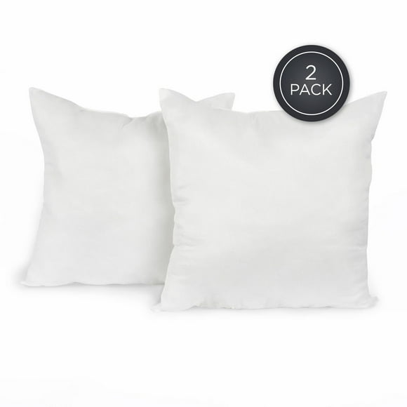 Garnitures de coussin 20 x 20 po (Ensemble de 2, blanches) - Garnitures de coussin décoratives pour canapé, sofa, lit, fauteuil