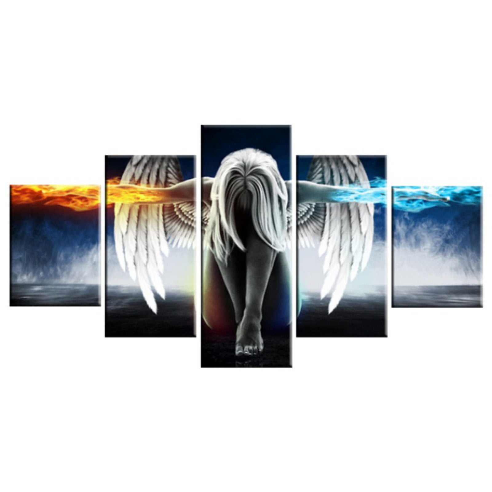 Home Decor Angel Wings Fire & Ice Wall Art Canvas Prints Painting Poster 5PCS 