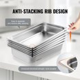 thumbnail image 4 of VEVOR 6 Pack Full Size Hotel Pans Steam Table Pan Stainless Steel 4" Deep, 4 of 9