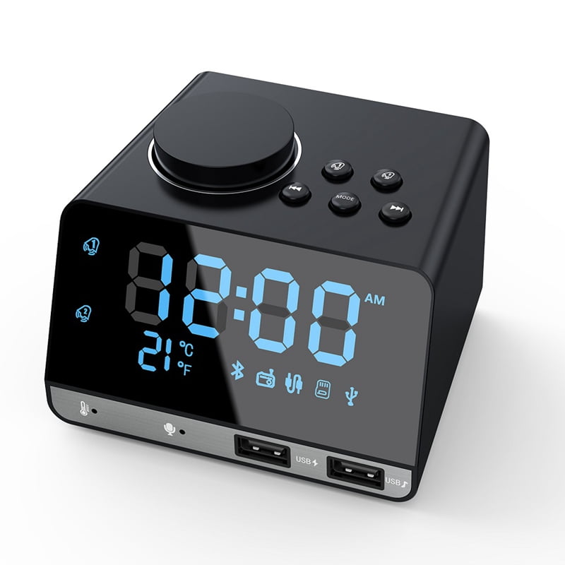 Electronic Digital Alarm Clock LED Dual AM FM Radio Snooze Sleep Timer Tuning 