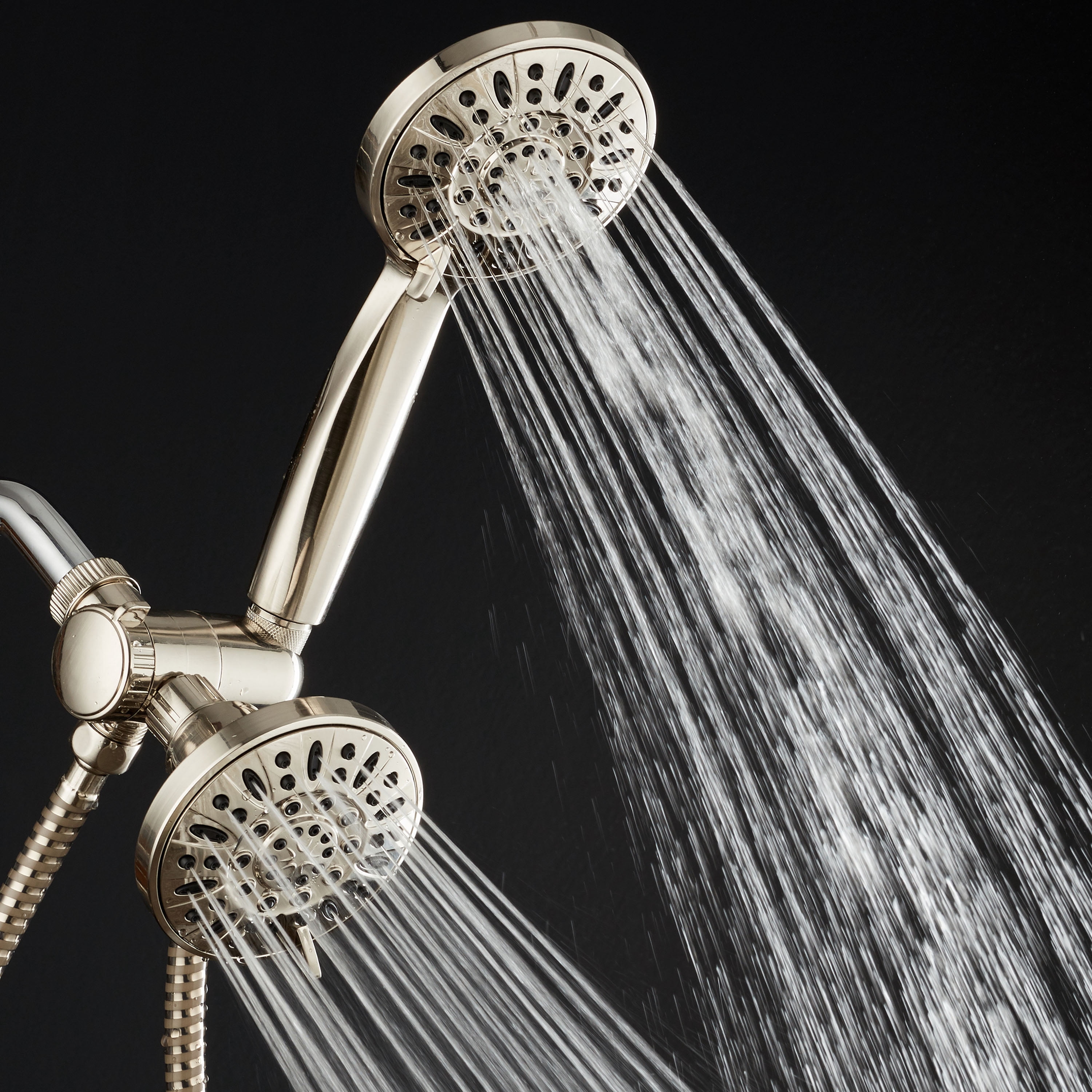 AquaDance High-Pressure 48-Setting Luxury 3-Way Dual Shower Head Combo, Brushed Nickel