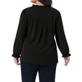 thumbnail image 4 of DARING DIVA Women's Plus Long Sleeve Ruffle Crew Neck Casual Blouse 1X Black, 4 of 6