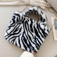 thumbnail image 3 of de impresión de de moda, de mensajería de hombro suave de peluche de mujer, Tote de impresión de cebra embrague raya de cebra BLESIY Bolso de hombro para mujer, 3 of 7