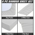 thumbnail image 3 of 6 Piece Luxury Rayon Made From Bamboo Sheets Set- Queen Silver Sheets, Softer Than Cotton-Up To 16" Deep Pockets-Wrinkle Free-Extremely Soft Bamboo Derived Rayon Sheets- Queen,Silver, 3 of 5