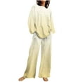thumbnail image 2 of TrendVibe365 Two Piece Lounge Set Wide Leg Gradient Crewneck Long Sleeve Shirts and Wide Leg Long Pants Casual Travel Pajamas Lounge Set Loungewear Summer Outfits, 2 of 5