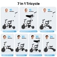 thumbnail image 3 of JoyStone 7 in 1 Foldable Tricycle for Toddlers with Adjustable Canopy, Detachable Backrest, Adjustable Seat and Handle and Parental Control Handle, Balance Bike for 1-4 Year Old Boys and Girls, White, 3 of 13