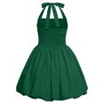 thumbnail image 2 of IBTOM CASTLE Kids Girls Halter Bubble Ruffle Dress Summer Sleeveless A-line Solid Color Midi Dress Elegant Formal Prom Gown Green, 2 of 7